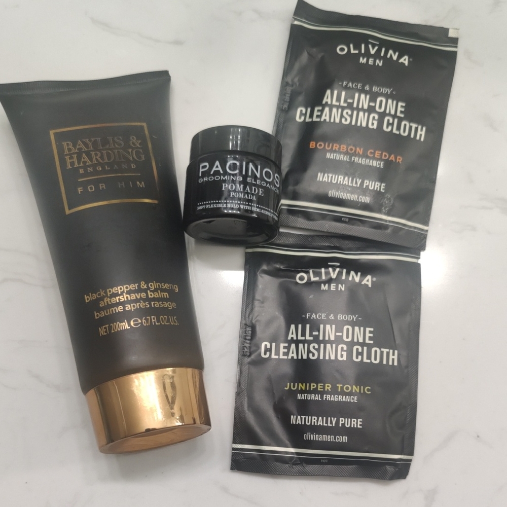 🎉4/$20 Baylis&Harding Black Pepper & Ginseng Shave Balm,Pomade,Cleansing Cloth